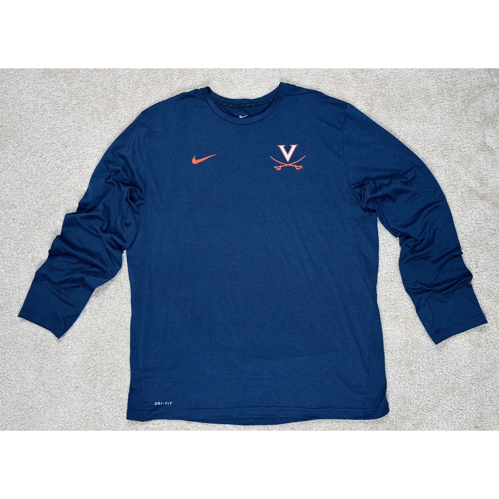 Nike Virginia Cavaliers Performance Long Sleeve Shirt Mens XL Navy Heather NCAA